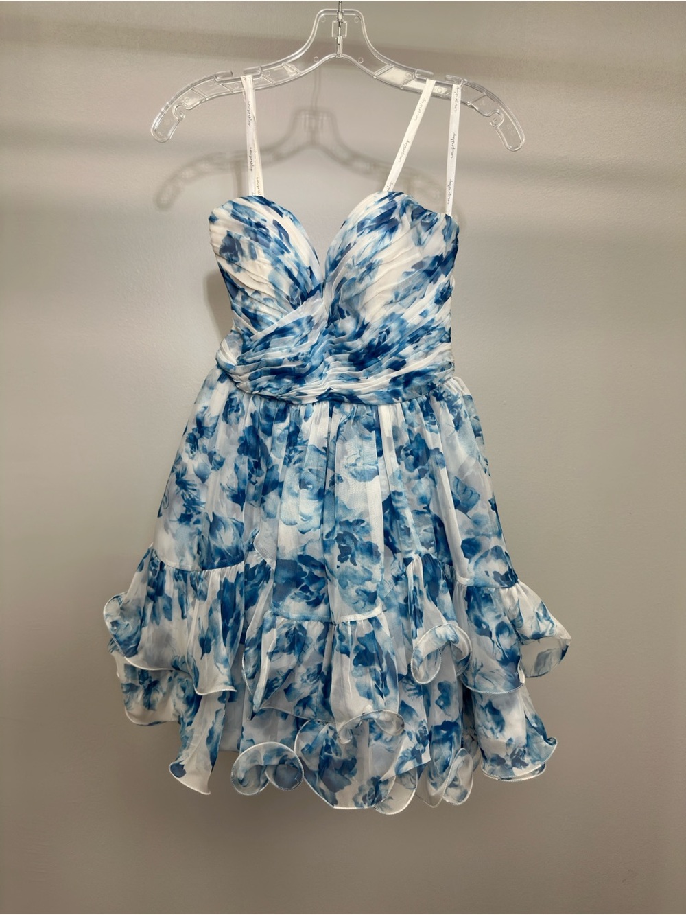 Blue Floral Ruffle Dress